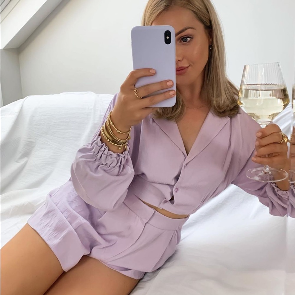 NWT Zara Lilac Flowy Cropped Top
